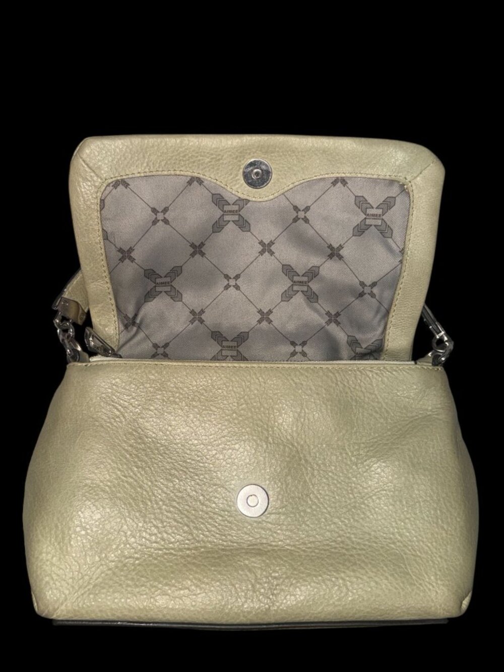 Aimee Kestenberg Preston Satchel Mint Green Pebbled Leather Convertible Bag - Picture 8 of 11